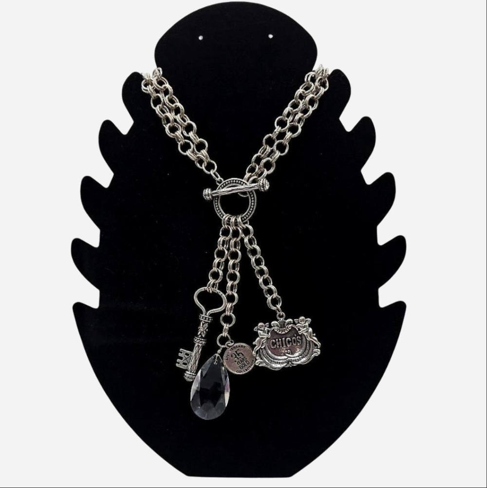 CHICO'S 35 Years Bold Anniversary Collection Silver‎ Charm Necklace